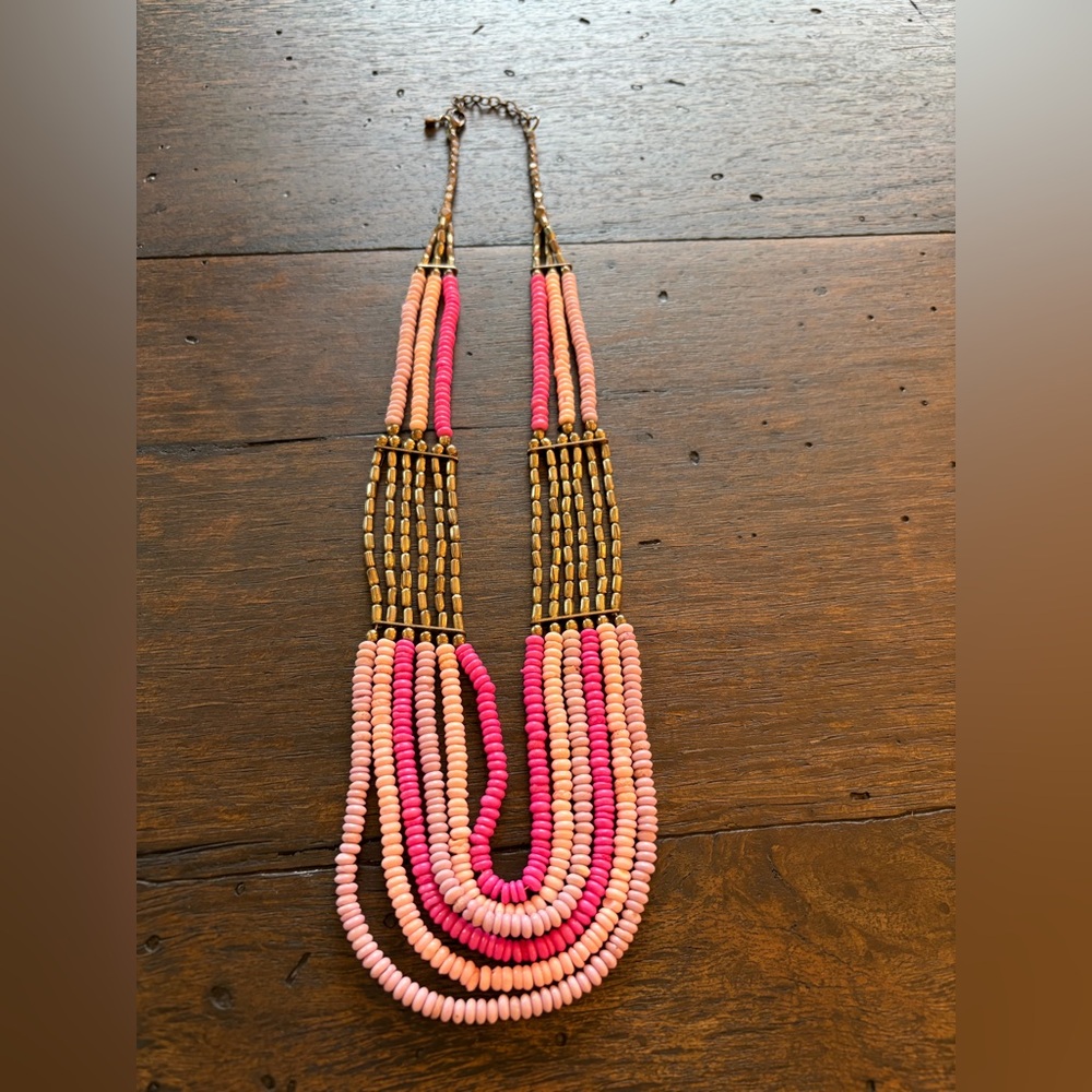 Pink and Gold Beaded Necklace
